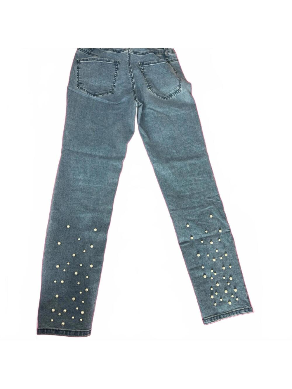 Forever 21 High Waisted Skinny Jeans Light Wash Pearl Embellished Size 28 - Picture 2 of 5